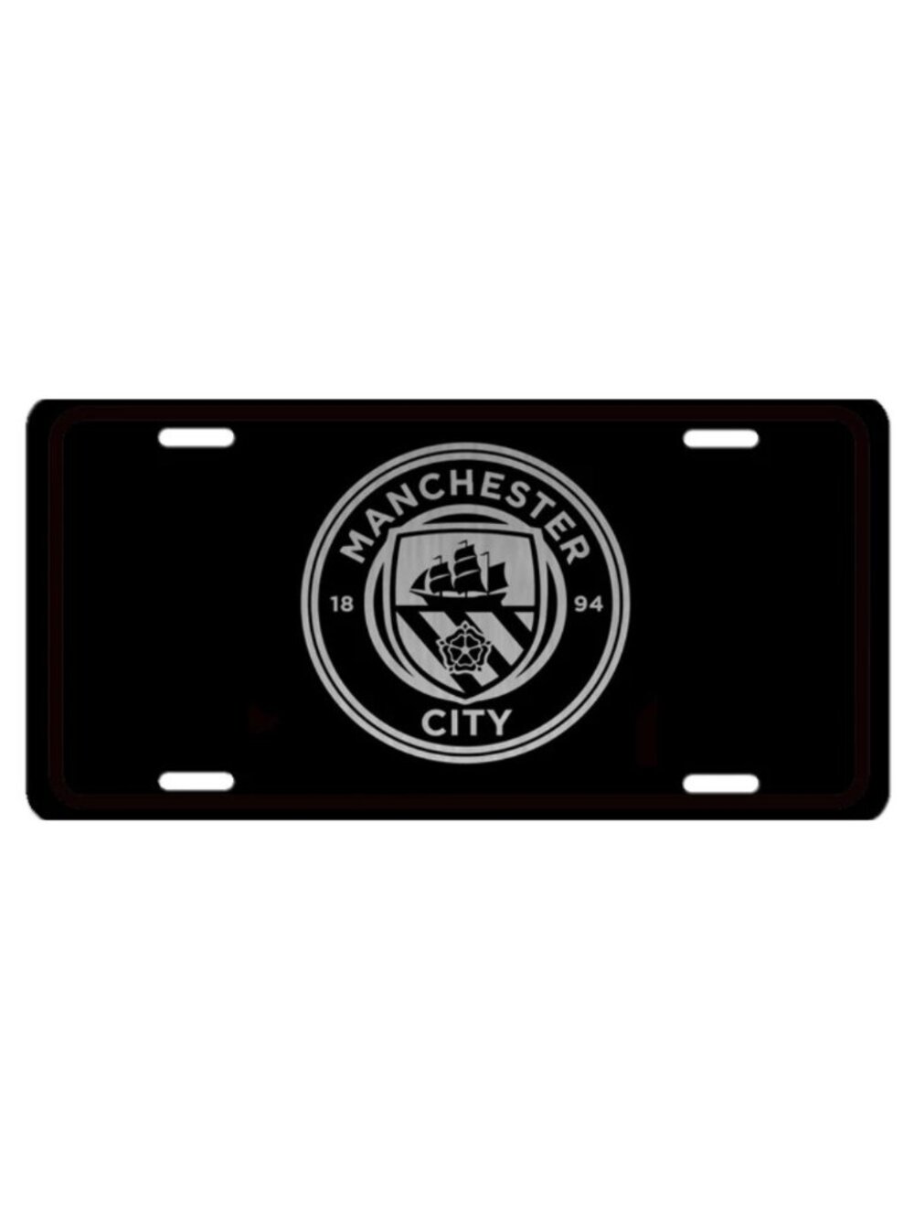 Manchester City Football Club on Black Metal Aluminum License Plate